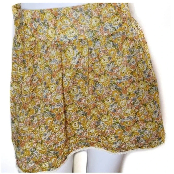 Cottage Core Gold Floral Mini Skirt size small - Picture 1 of 5